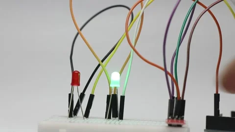 Touch sensor is activating the red led when just touched once Stock Footage 327978356