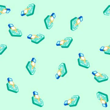 Touch sensor module isometric icon seamless pattern Stock Illustration