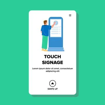 Touch Signage On Digital Touchscreen Panel Vector 스톡 일러스트