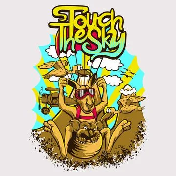 Touch The Sky Bold Typography T-Shirt Design Vector Art Stock Illustration