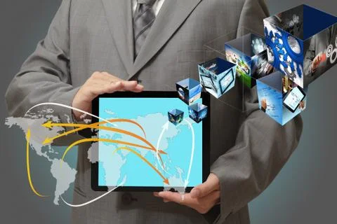 Touch tablet concept images streaming Stock Illustration