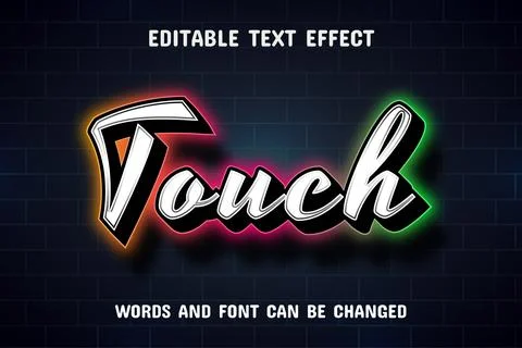 Touch text - neon style text effect Stock Illustration