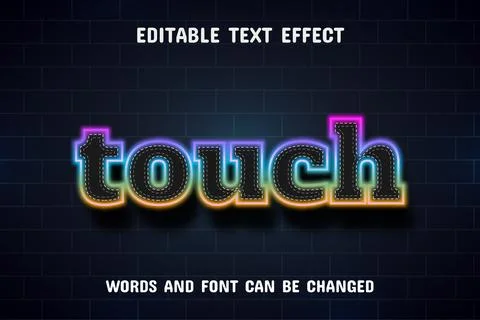 Touch text - neon style text effect editable Stock Illustration