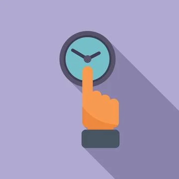 Touch time control icon flat vector. Work task Illustrazione stock
