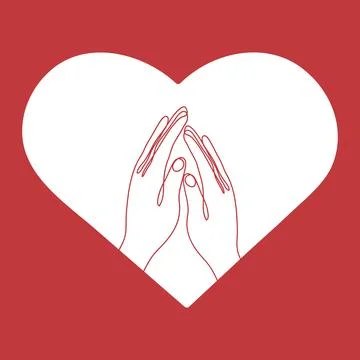 Touch of two hands in one line art style Ilustração Stock