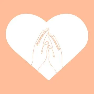 Touch of two hands in one line art style Stock Illustration