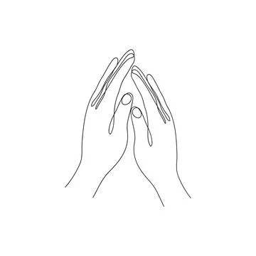 Touch of two hands in one line art style Ilustração Stock