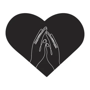 Touch of two hands in one line art style Stock Illustration