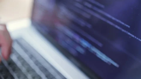 Touch typing pointing cloud data social network media or virus. Coding 動画素材 135248076