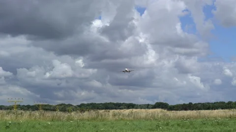 Touchdown Easyjet G-EZAO side view 1 Stock Footage 65088291