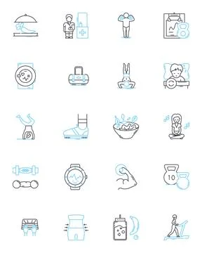 Touchdown linear icons set. Victory, Celebration, Score, Football, Endz Stock Illustration