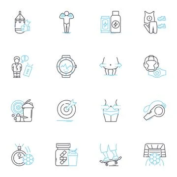 Touchdown linear icons set. Victory, Celebration, Score, Football, Endz Stock Illustration