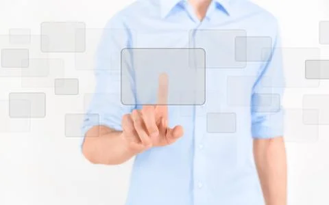 Touching blank virtual screens Stock Photos