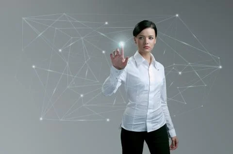 Touching button social network future interface Stock Illustration