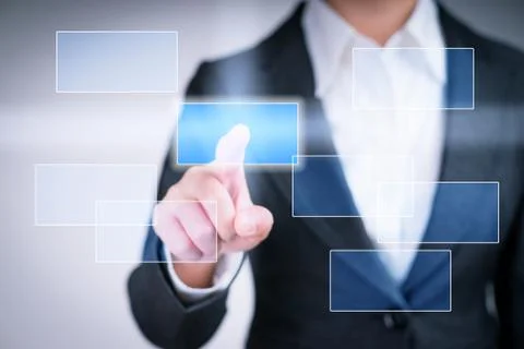Touching button on virtual touch screen Stock Illustration