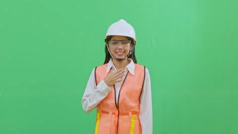 Touching Chest Relieved Safe from Danger Expression Female Worker Stock Footage 331861671