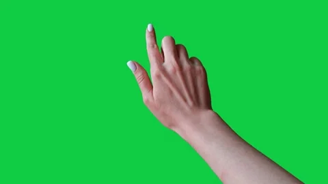 Touching Gesture. Female hand touching, tapping on chroma key green screen Stock-Footage 291393537