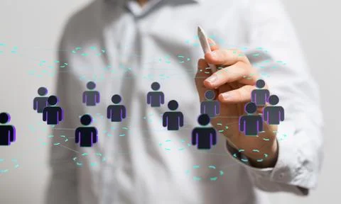 A touching global network and data customer connection Stock Photos