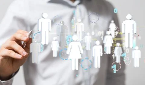 A touching global network and data customer connection Stock Photos