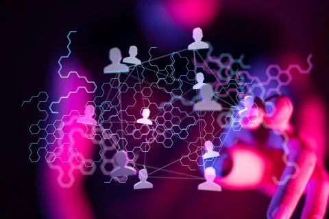 A touching global network and data customer connection Stock Photos