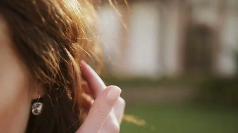 Touching hair close-up Stock Footage 62450214