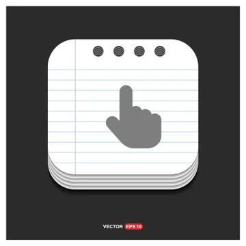 Touching hand simple icon  Gray icon on Notepad Style template Vector EPS 10  Ilustración de archivo