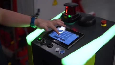 Touching hmi panel and do settings Vídeos de archivo 291513476