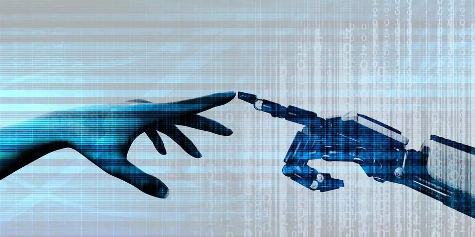 Touching Intelligence Through Human and Robotic Synergy Stock Illustration