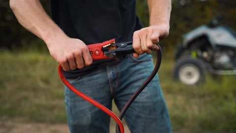 Touching Jumper Cables Together and Making Sparks Fly in Slow Motion 스톡 동영상 155947142