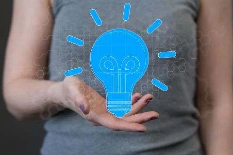 A  touching light bulbs, new ideas with innovative technology and creativity. Stock Photos