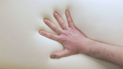Touching a memory foam mattress Stock Footage 127639386