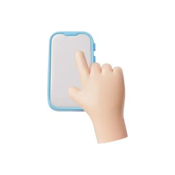 Touching mobile smartphone screen with forefinger, scrolling or click on white イラスト素材