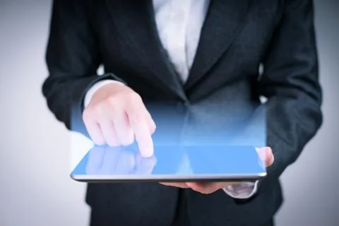 Touching screen of tablet pc Illustrazione stock