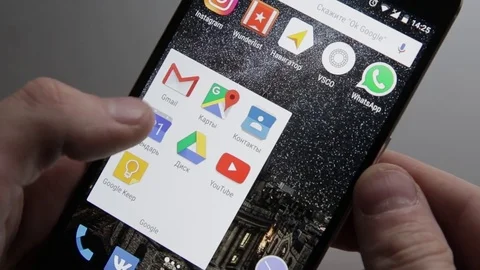 Touching a smartphone with a touch screen to scroll of calendar application Stock Footage 70141074