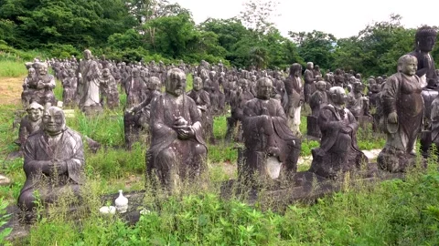 Touching Stone Statue Village Video stock 332350354