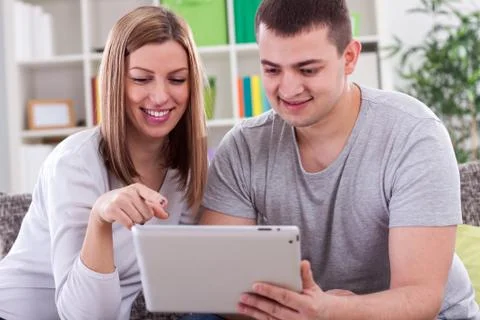 Touching tablet Stock Photos