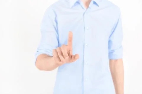 Touching virtual screen Stock Photos