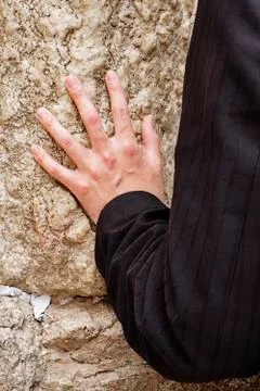 Touching The Wailing Wall Stock Photos
