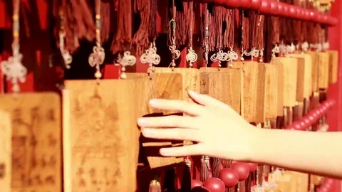 Touching wish cards Stock Footage 69103894