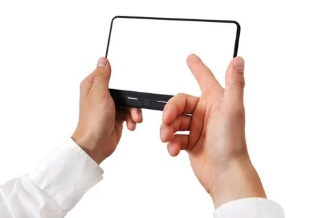 Touchpad in hand Foto stock
