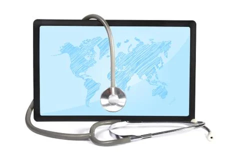 Touchpad with wopld map Stock Illustration