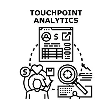 Touchpoint analytics concept for customer experience data Illustrazione stock