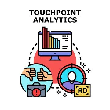 Touchpoint analytics optimizing customer experience and target advertising Illustrazione stock