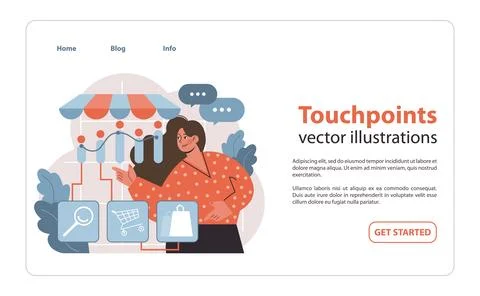 Touchpoints concept. A visual mapping of customer interaction points. Illustrazione stock
