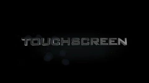 Touchscreen 3D title metal text on black alpha channel background Stock Footage 256581831