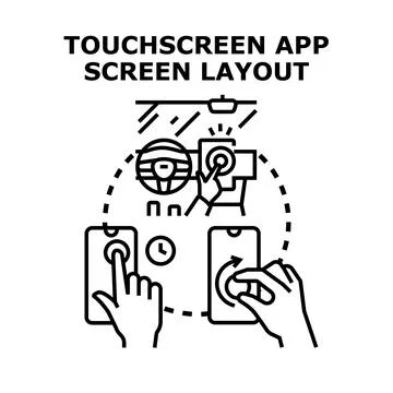 Touchscreen app screen layout concept for interface design Ilustração Stock