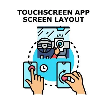 Touchscreen app screen layout concept for interface design Ilustração Stock