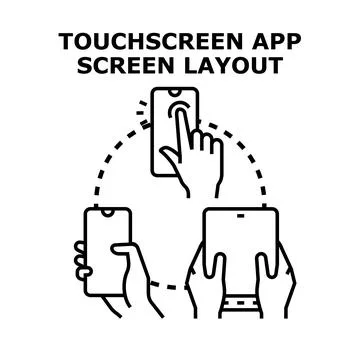 Touchscreen application screen layout development concept イラスト素材