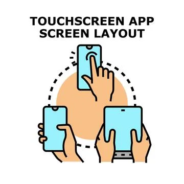 Touchscreen application screen layout development concept 스톡 일러스트