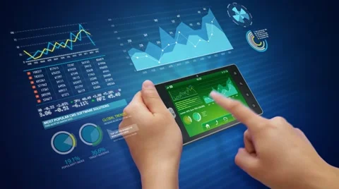 Touchscreen business concept Stock Footage